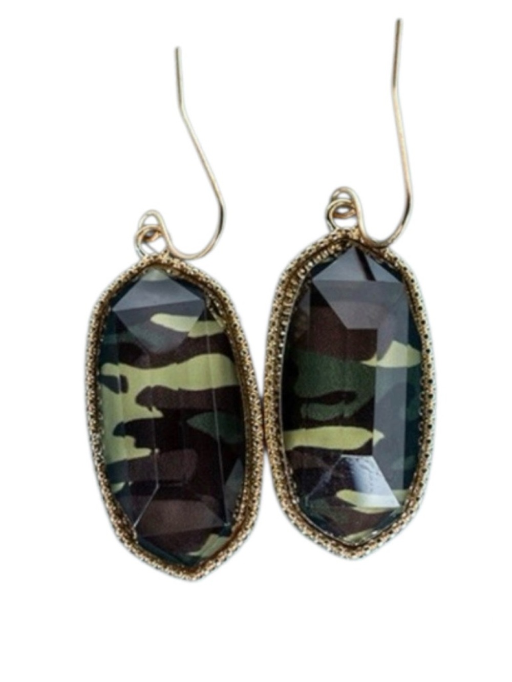 No. 3 Lorelei Camo Gold Tone Earrings (NWT)